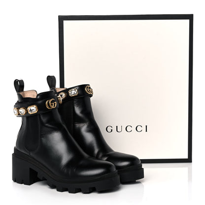 Gucci Calfskin Crystal GG Trip Chelsea Ankle Boots 36 Black 13 of 13