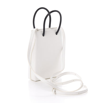 Balenciaga Squared Calfskin Logo Shopping Phone Holder Bag White 3 of 9