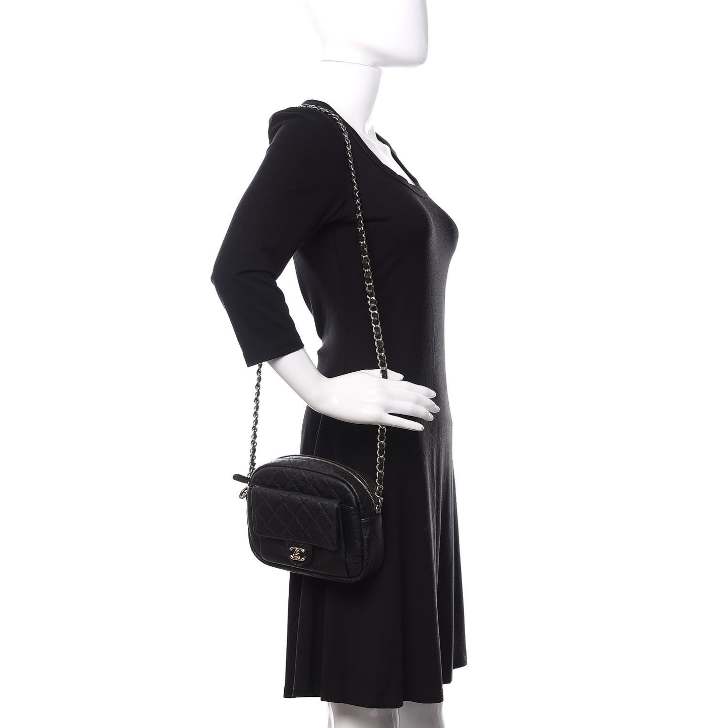 Caviar Quilted CC Day Camera Case Black