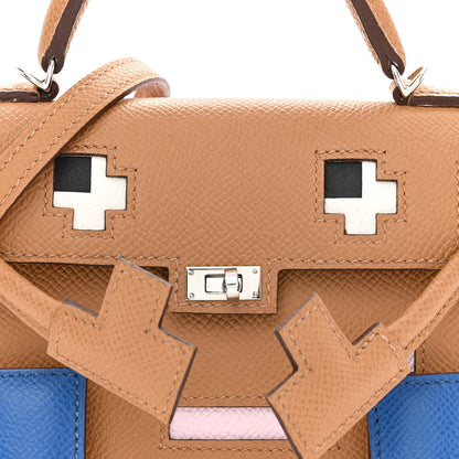 Hermes Epsom Swift Quelle Idole Picto Kelly Doll Handbag Biscuit Rose Texas Blue France 9 of 13