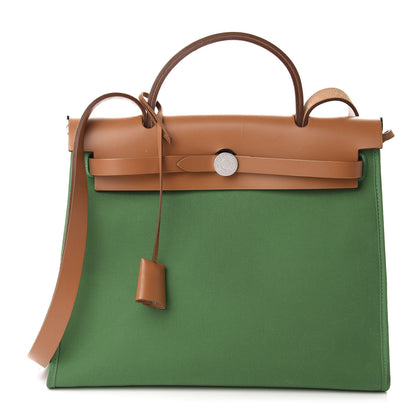 Hermes Vache Hunter Toile Herbag Zip 31 PM Cactus Natural 3 of 12