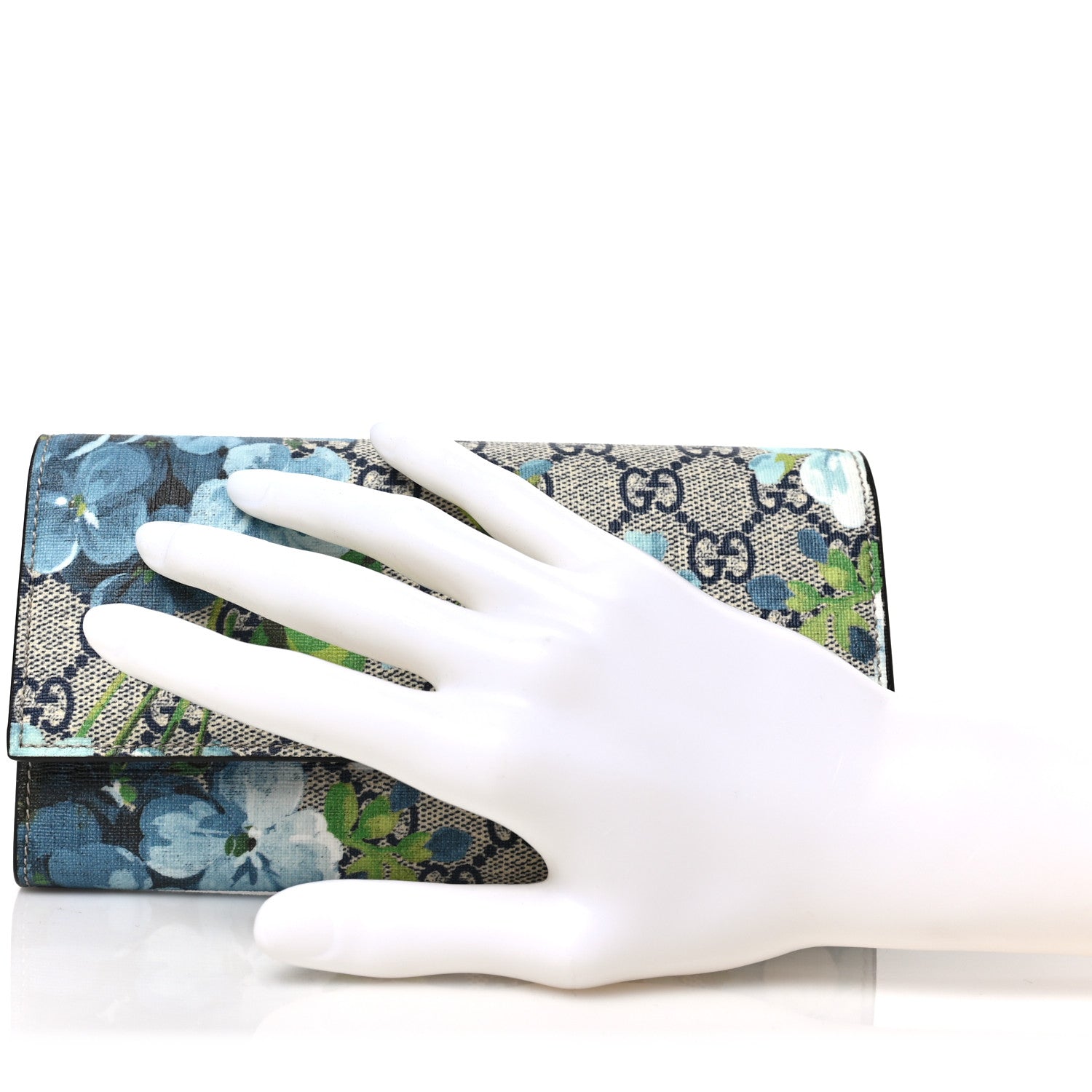 Gucci GG Supreme Monogram Blooms Continental Wallet Blue 2 of 8