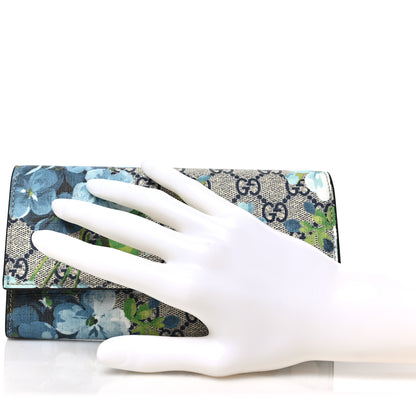 Gucci GG Supreme Monogram Blooms Continental Wallet Blue 2 of 8