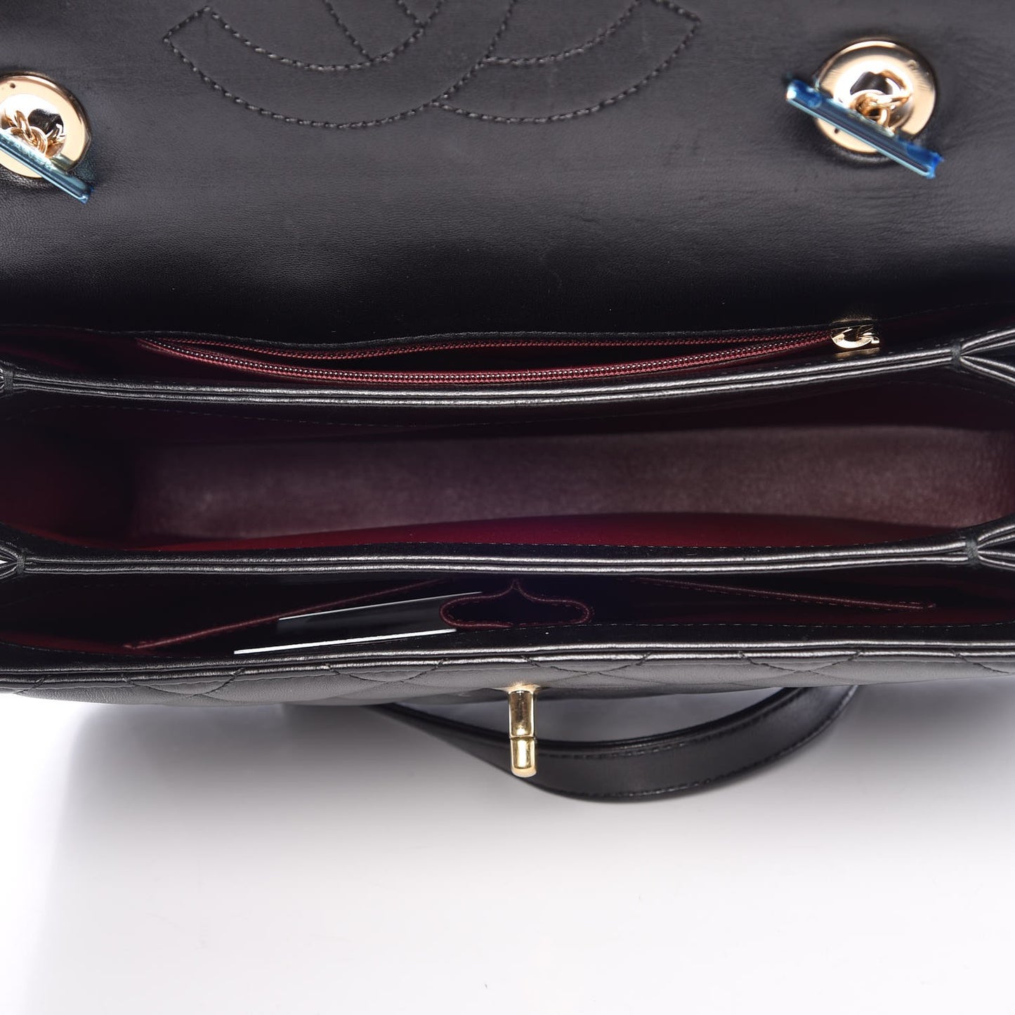 Lambskin Quilted Medium Trendy CC Flap Dual Handle Bag Black