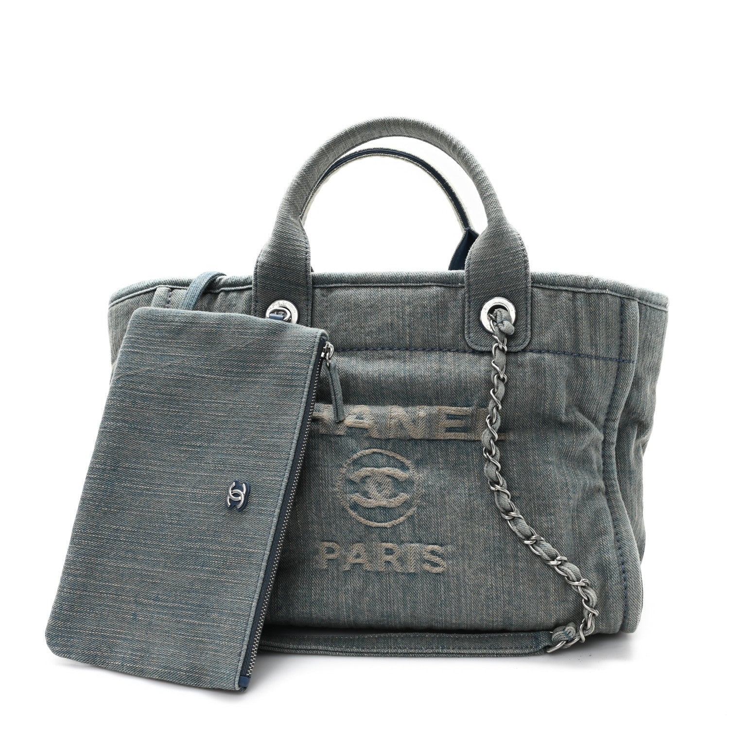 Chanel Denim Small Deauville Tote Light Blue 3 of 12