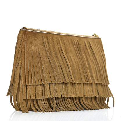 Saint Laurent Suede Fringe Medium Clutch Light Ocre 4 of 11