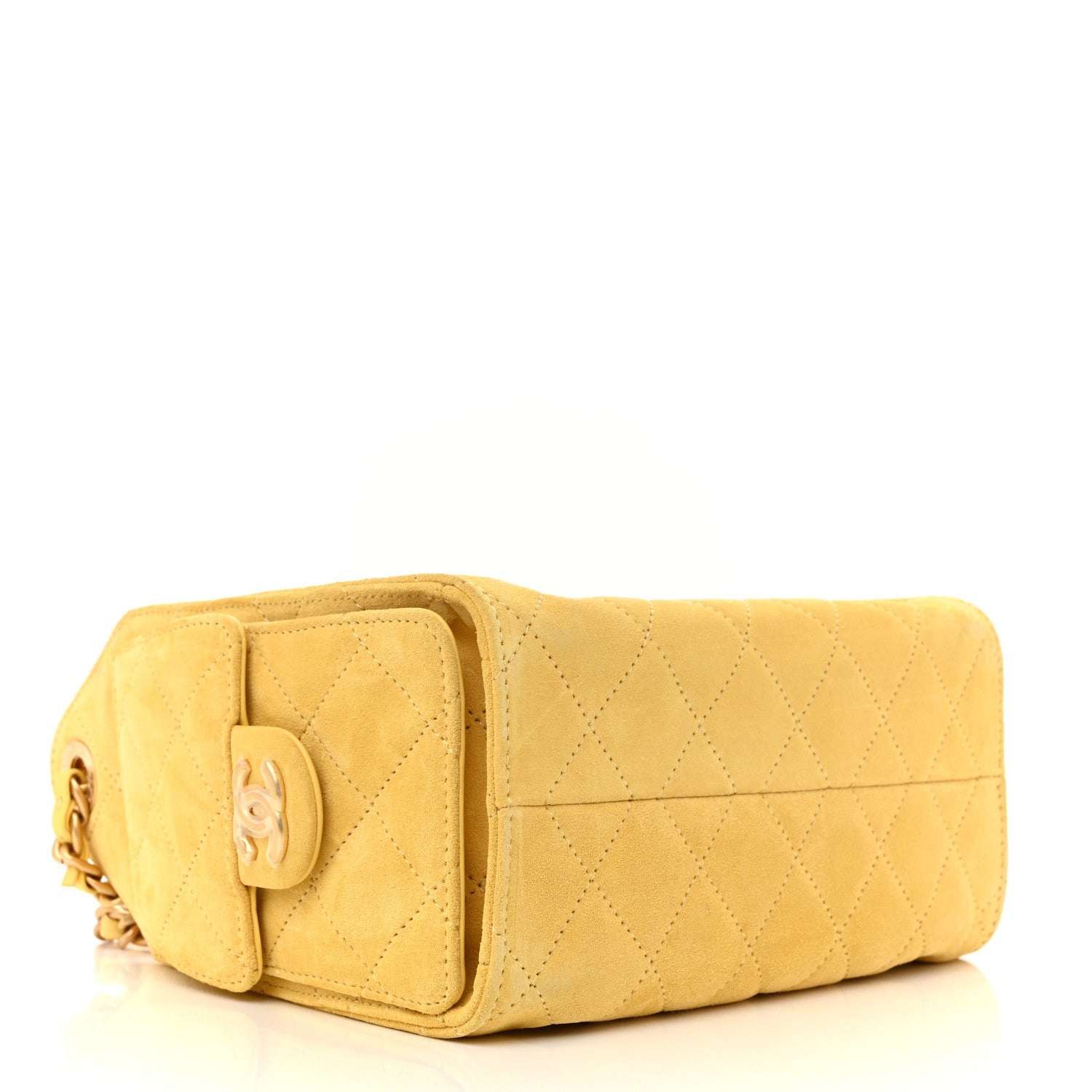 Chanel Suede Quilted Mini Chanel 25 Handbag Yellow 7 of 19