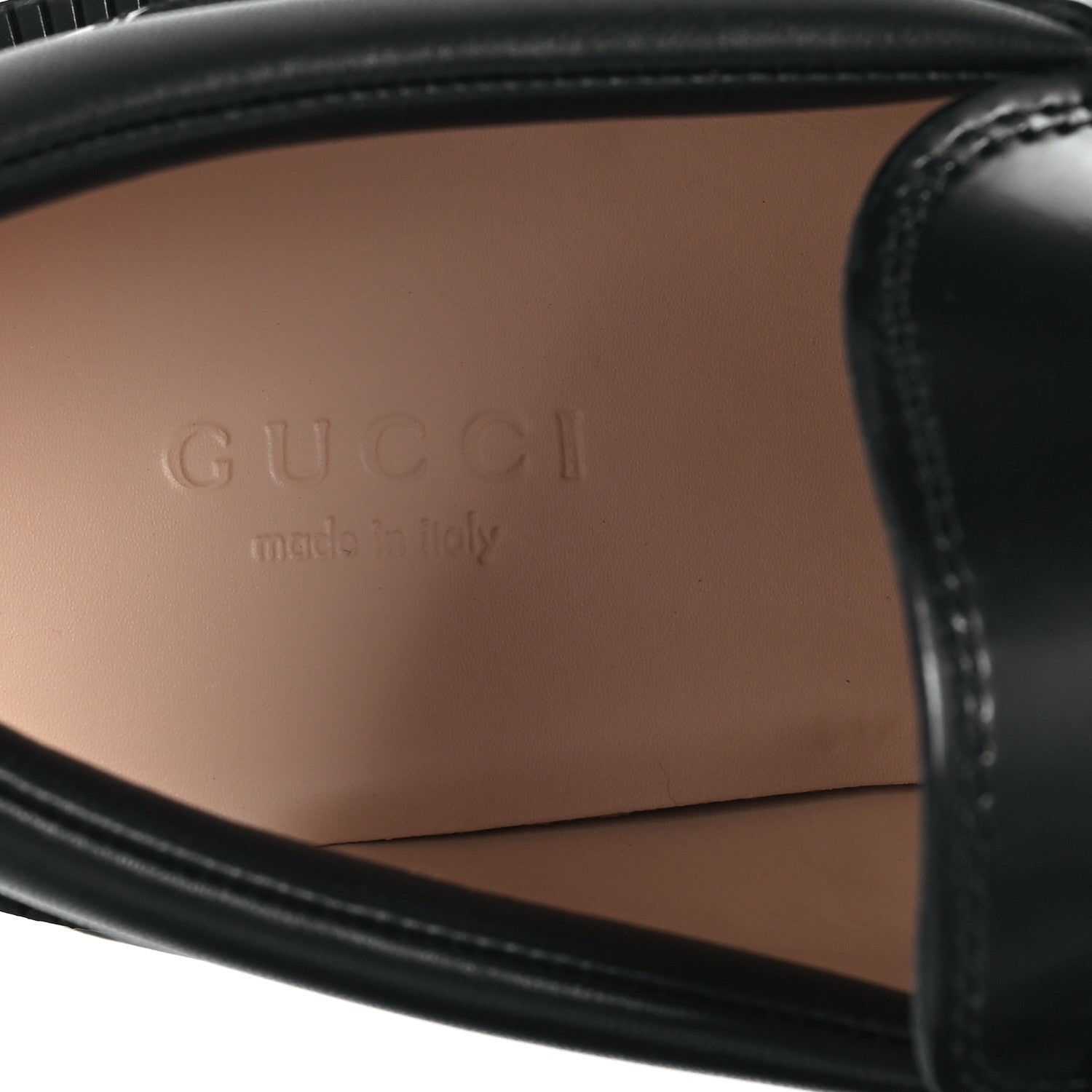Gucci Magnum Calfskin Nappa Samoa Womens Horsebit Platform Chunky Lug Sole 40mm Loafers 35 Black 8 of 9