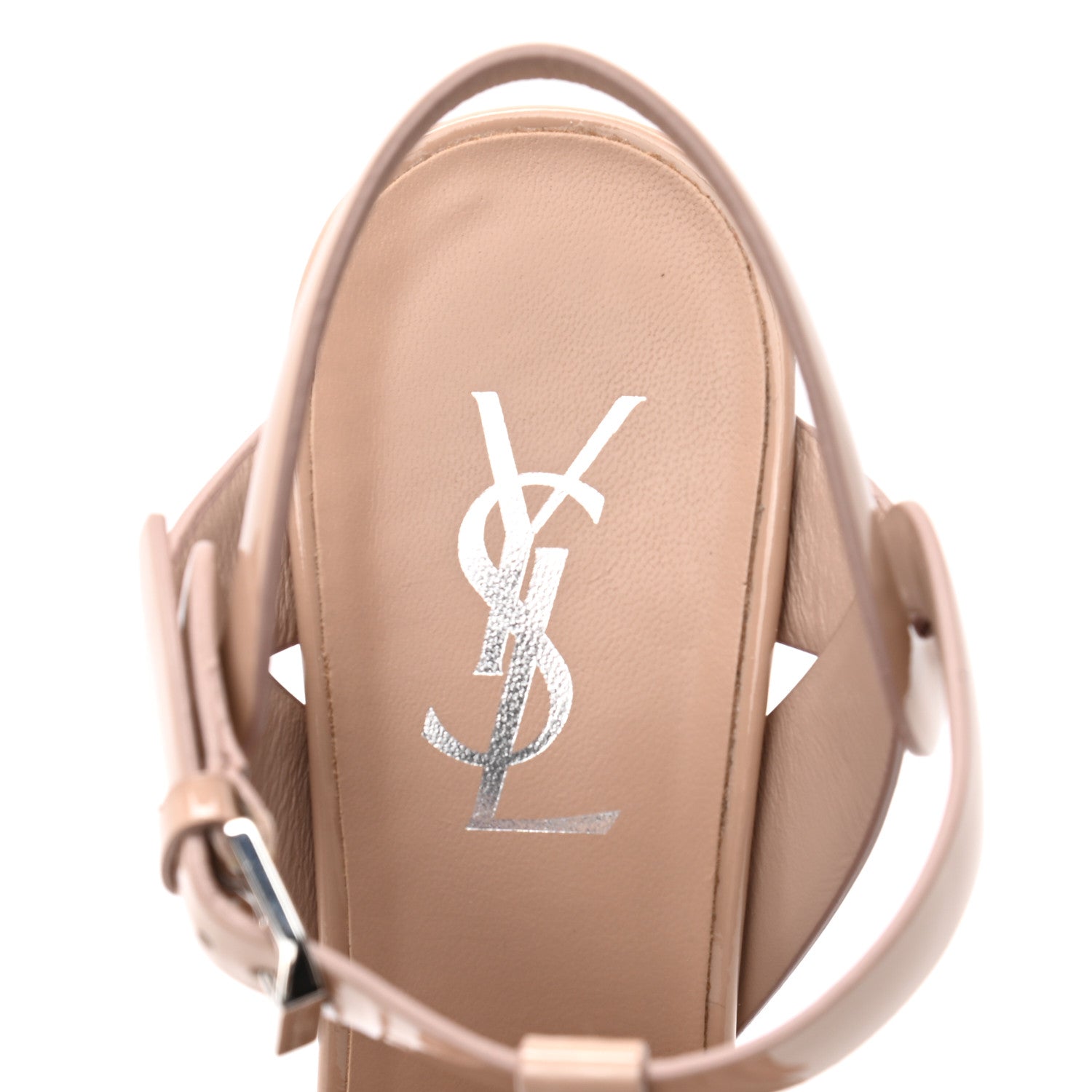 Saint Laurent Patent Tribute 105 Platform Sandals 37 Nude Powder 14 of 25