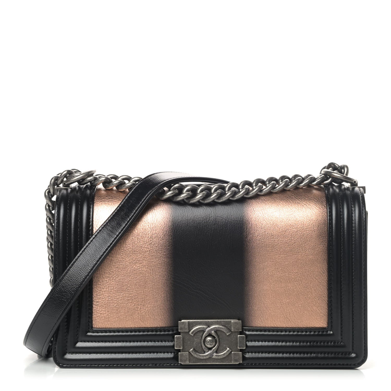 Chanel Metallic Glazed Calfskin Medium Boy Flap Gold Black 1 of 4