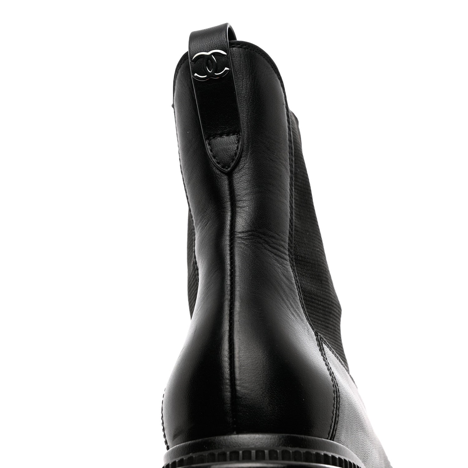Chanel Calfskin Patent Cap Toe Ankle Boots 39.5 Black 13 of 16