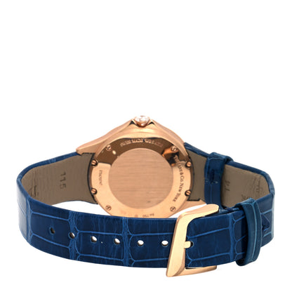 Tiffany 18K Rose Gold Alligator Diamond Bezel 28mm Metro Quartz Watch Navy 3 of 5
