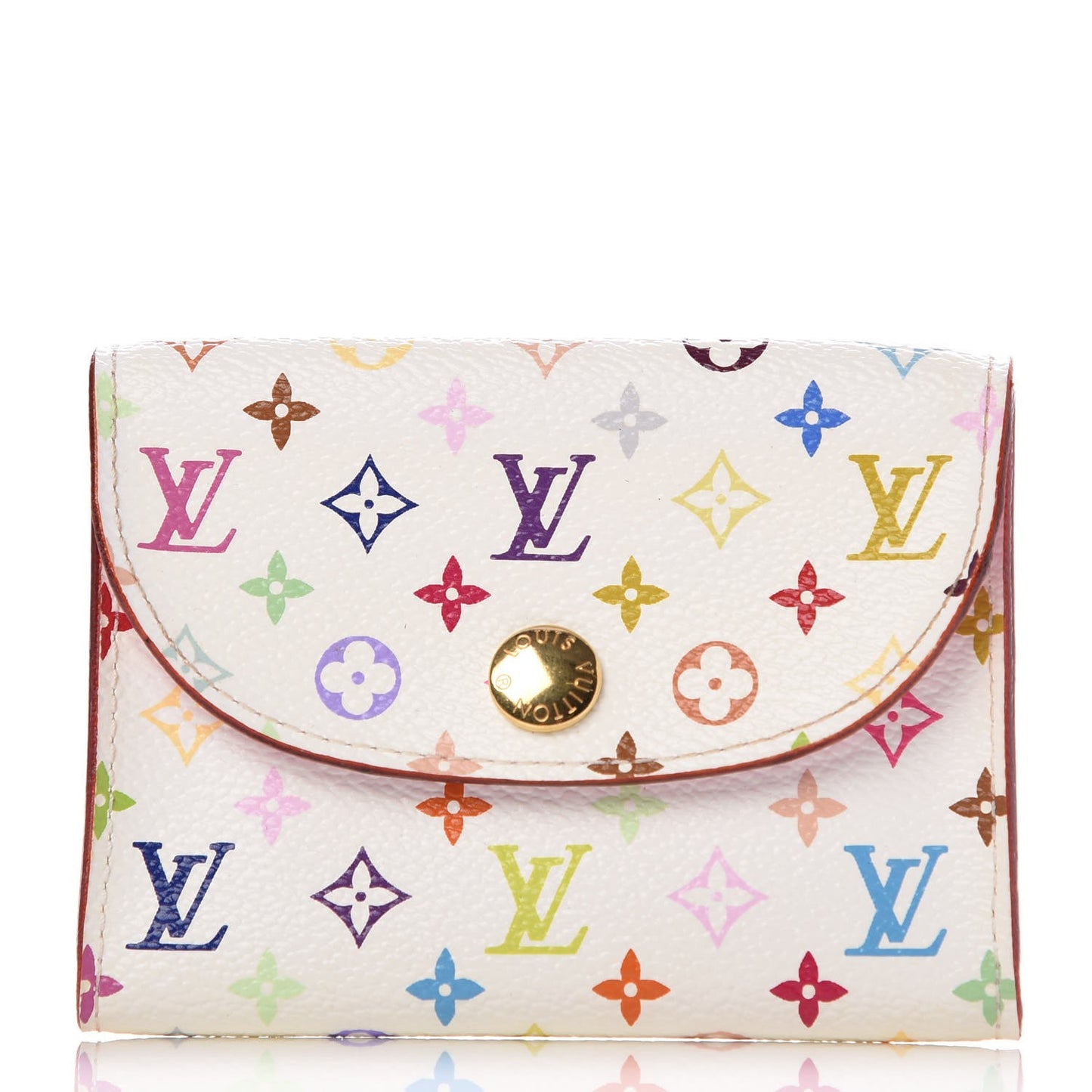 Monogram Multicolor Business Card Holder White Litchi