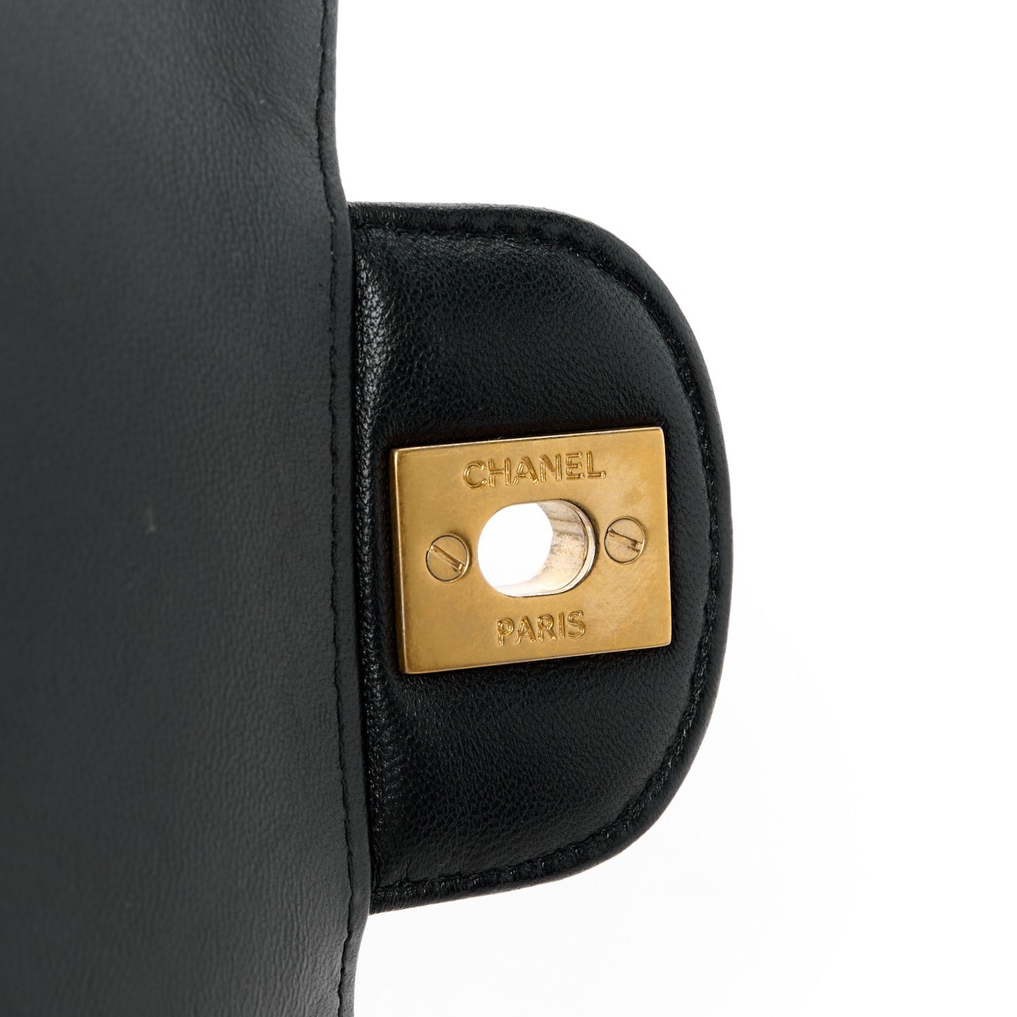 Lambskin Chevron Quilted Mini Rectangular Flap Black