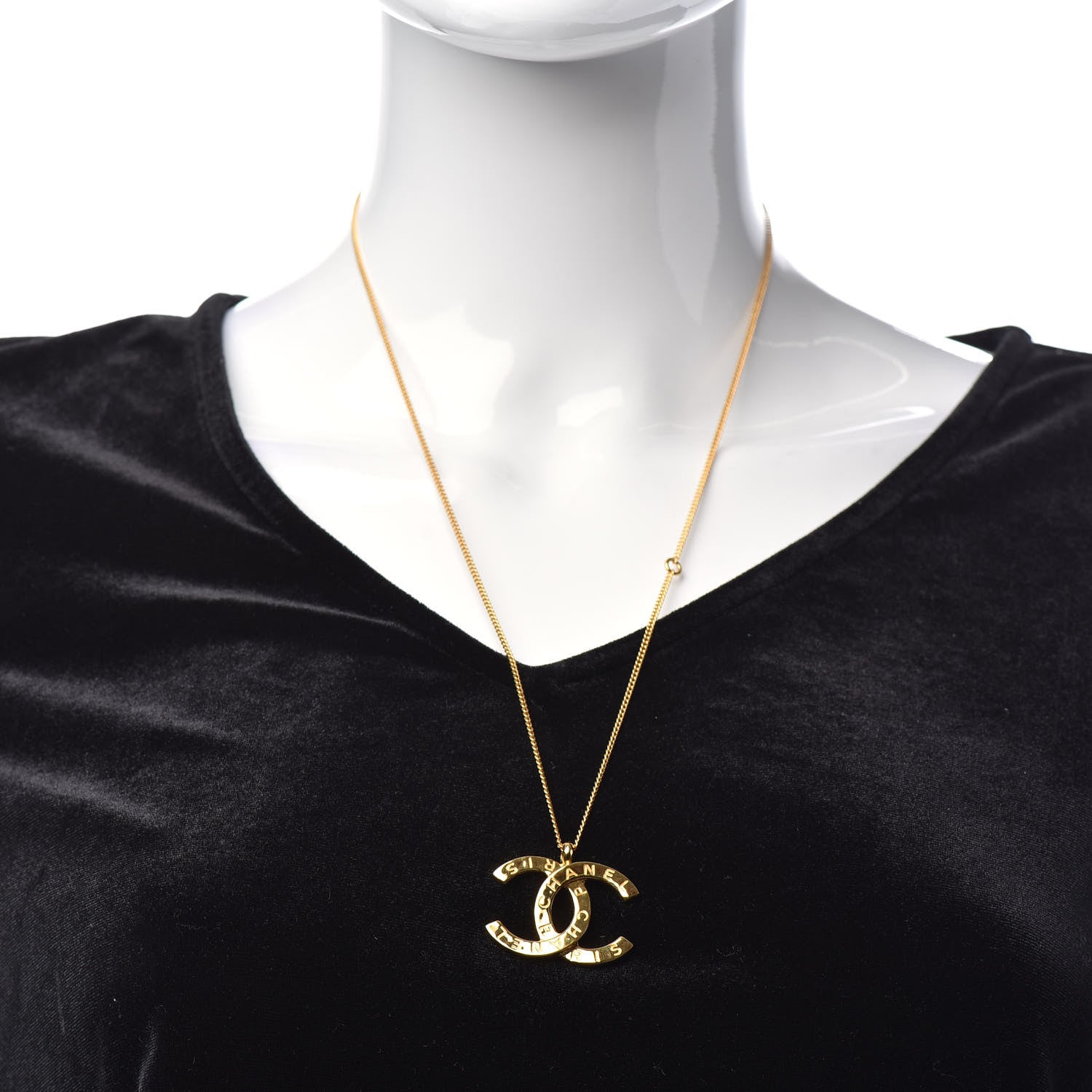 Chanel Metal CC Paris Button Necklace Gold 2 of 6