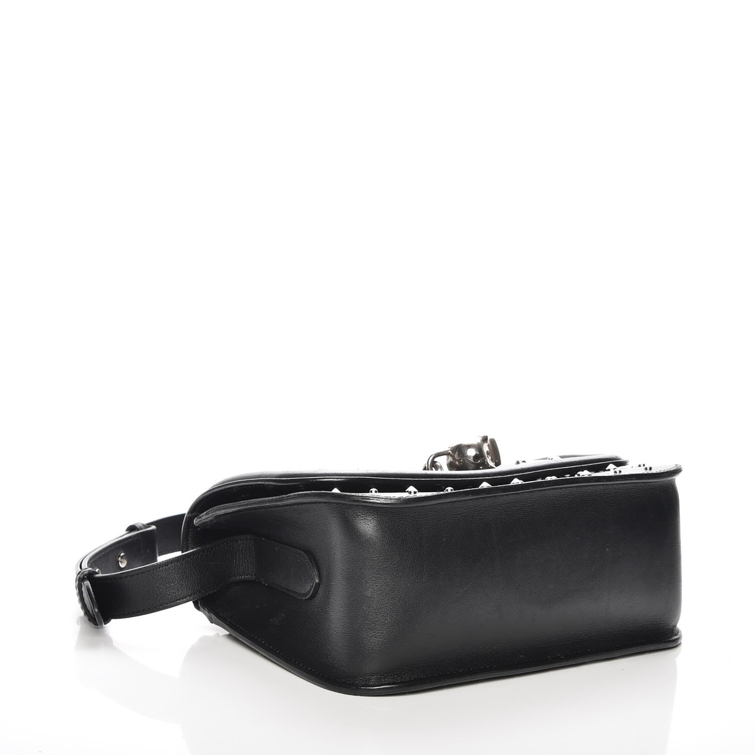 Alexander McQueen Calfskin Studded Small Padlock Crossbody Bag Black 4 of 12
