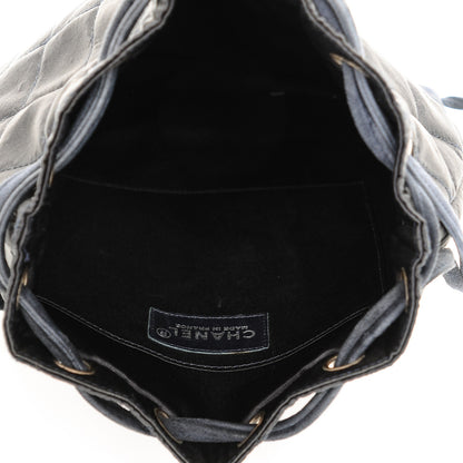 Chanel Satin Suede Quilted Drawstring Backpack Navy 5 of 7