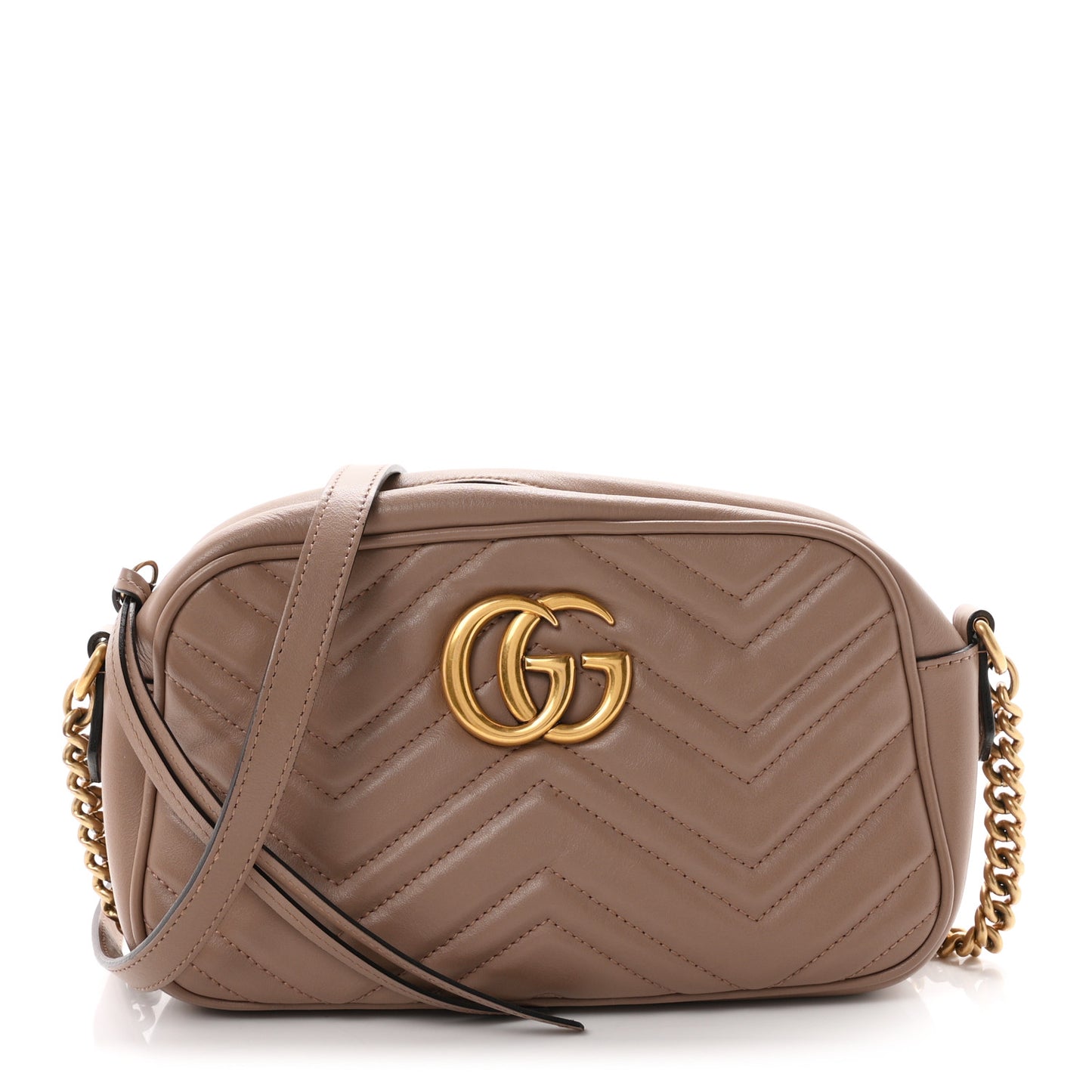 Calfskin Matelasse Small GG Marmont Chain Shoulder Bag Porcelain Rose