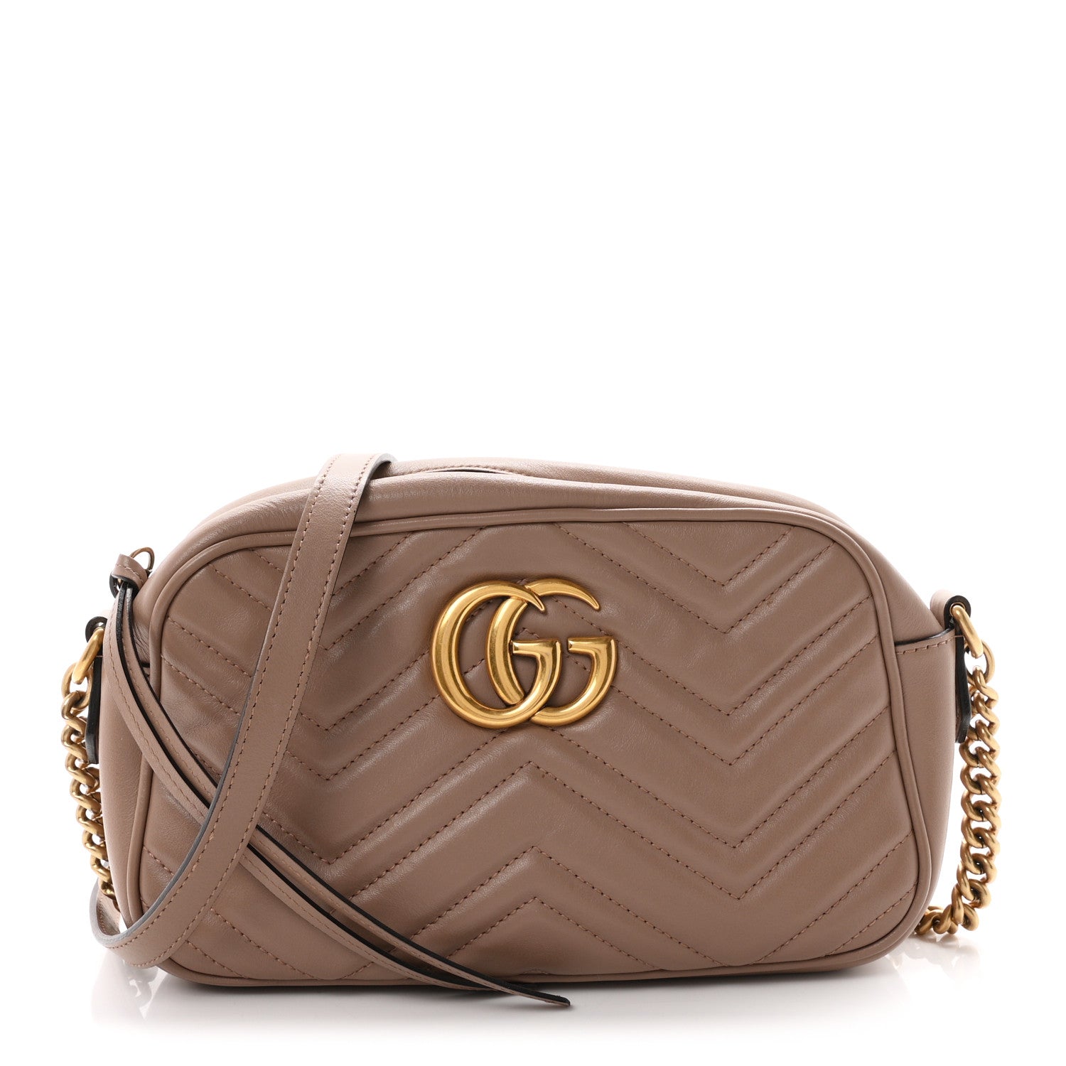 Gucci Calfskin Matelasse Small GG Marmont Chain Shoulder Bag Porcelain Rose 1 of 10