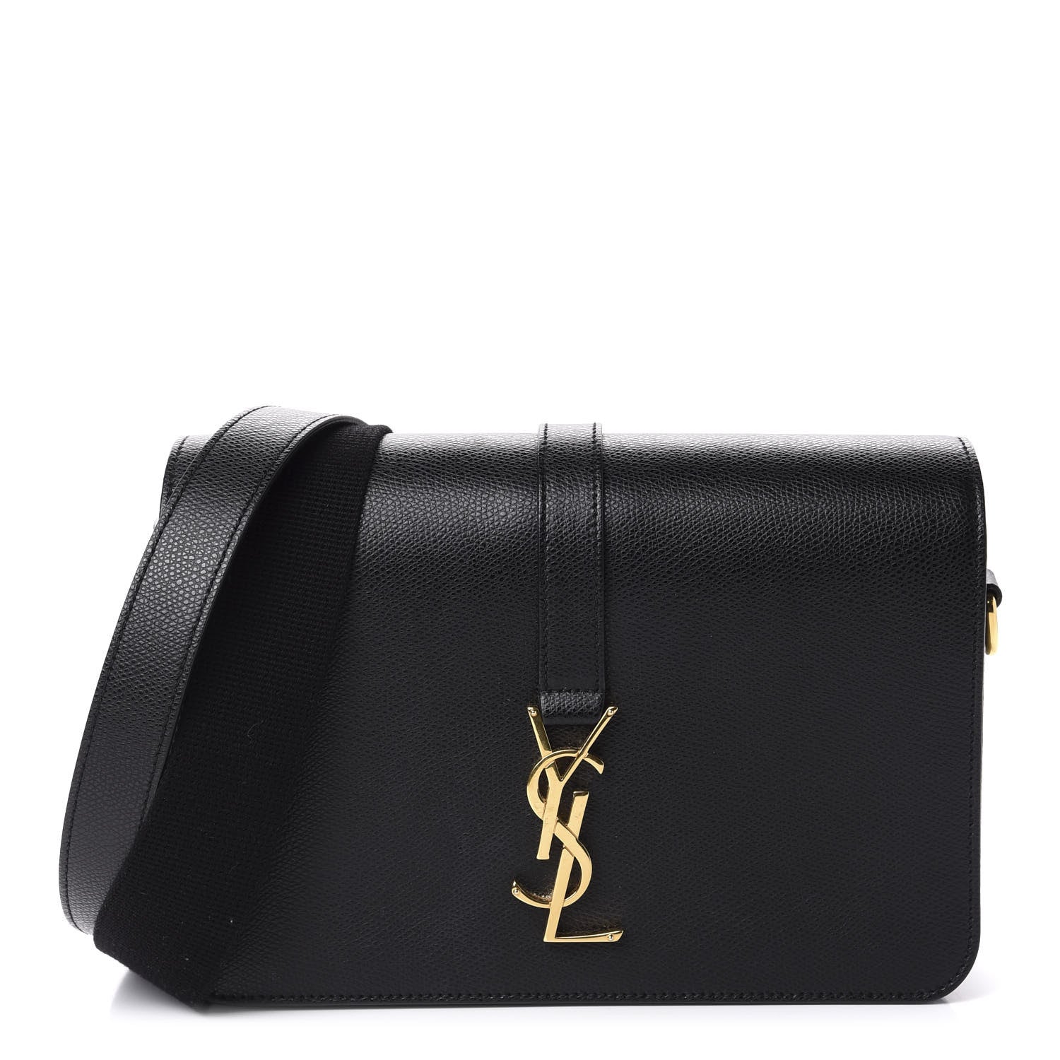 Saint Laurent Textured Calfskin Medium Classic Monogram Universite Bag Black 1 of 11