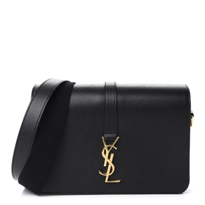Saint Laurent Textured Calfskin Medium Classic Monogram Universite Bag Black 1 of 11