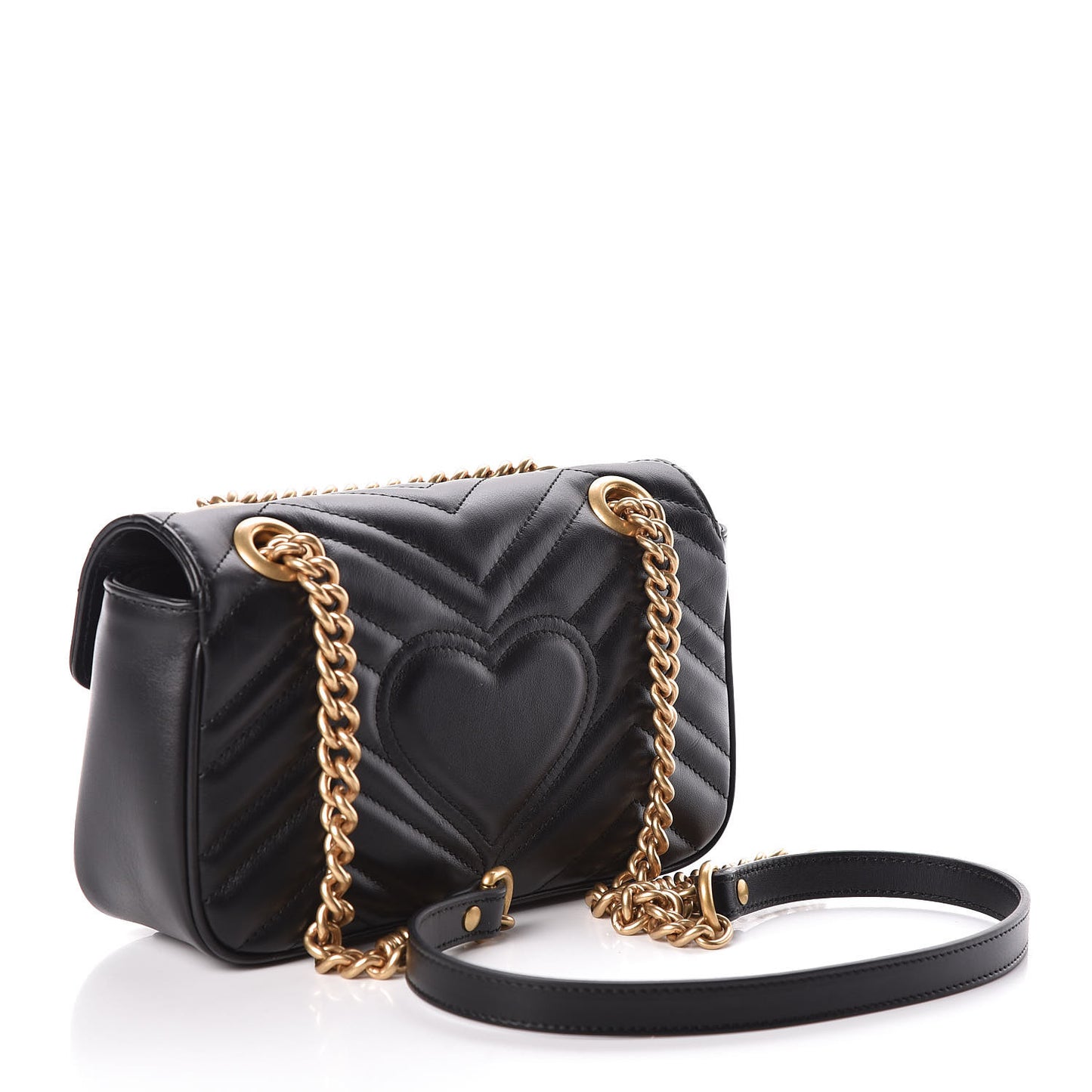 Calfskin Matelasse Mini GG Marmont Shoulder Bag Black