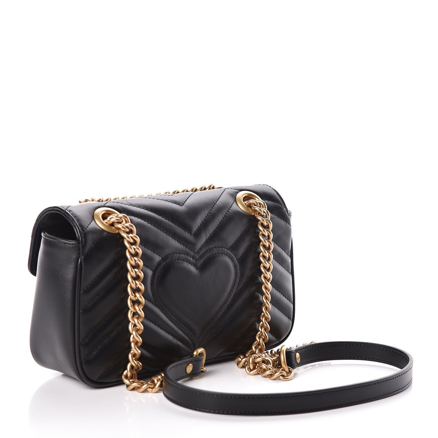 Gucci Calfskin Matelasse Mini GG Marmont Shoulder Bag Black 3 of 9