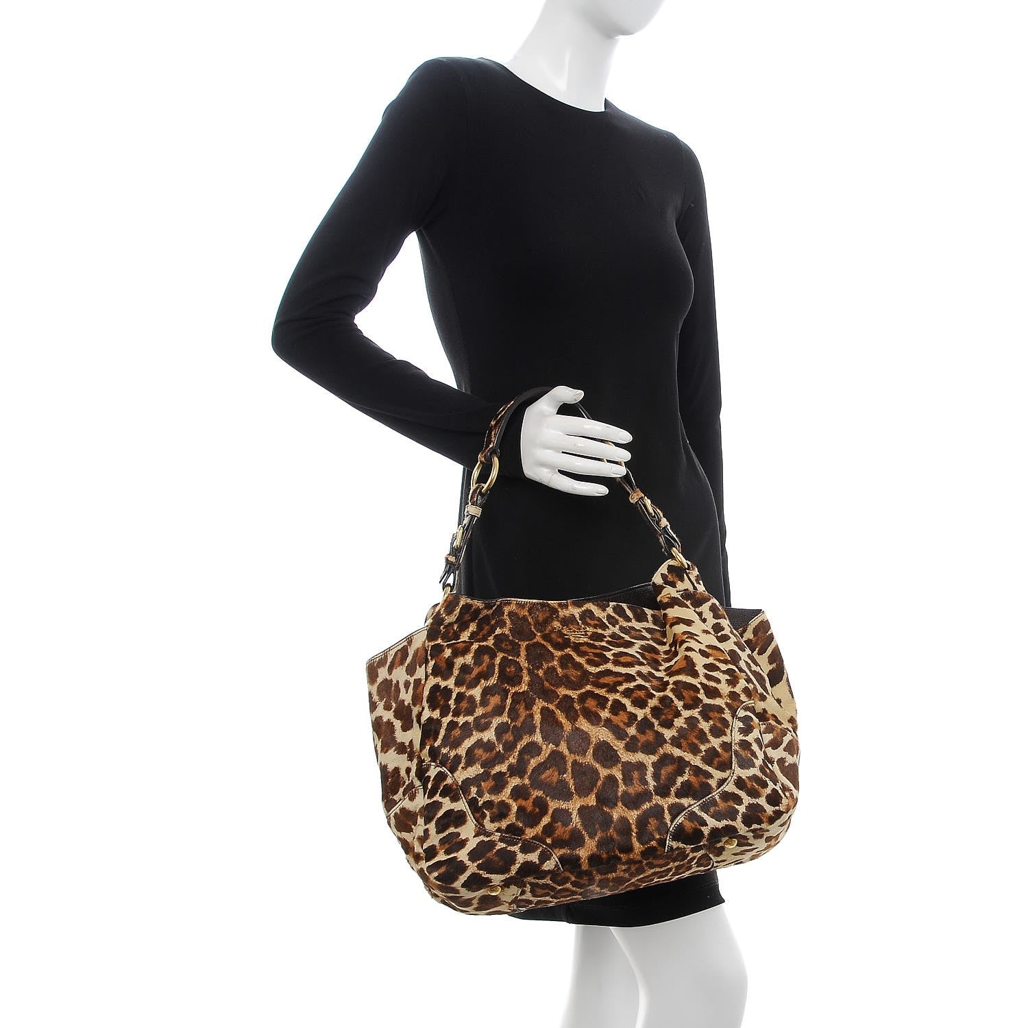 Prada Calf Hair Leopard Print Shoulder Bag Avorio 2 of 13
