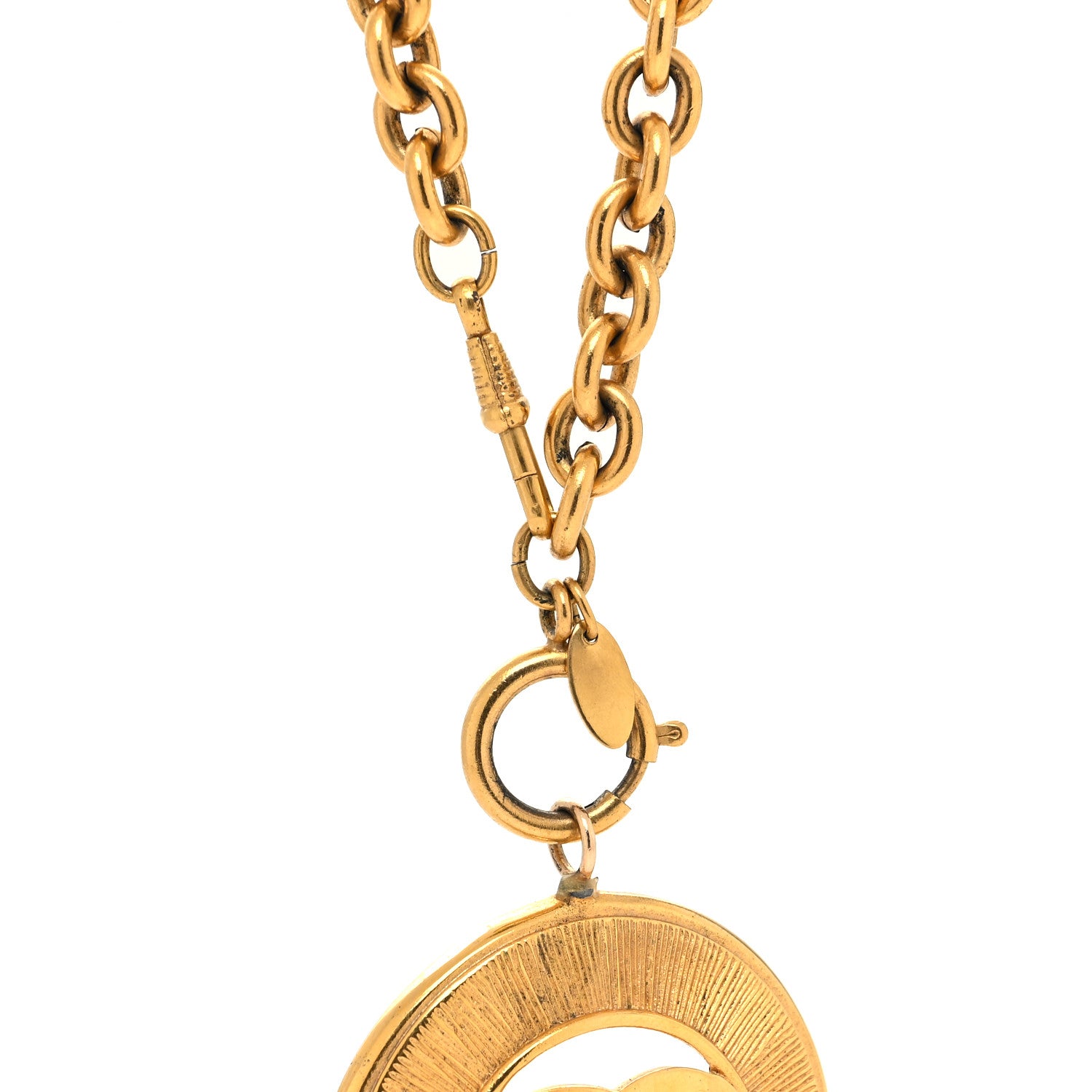 Chanel CC Medallion Long Chain Necklace Gold 4 of 5