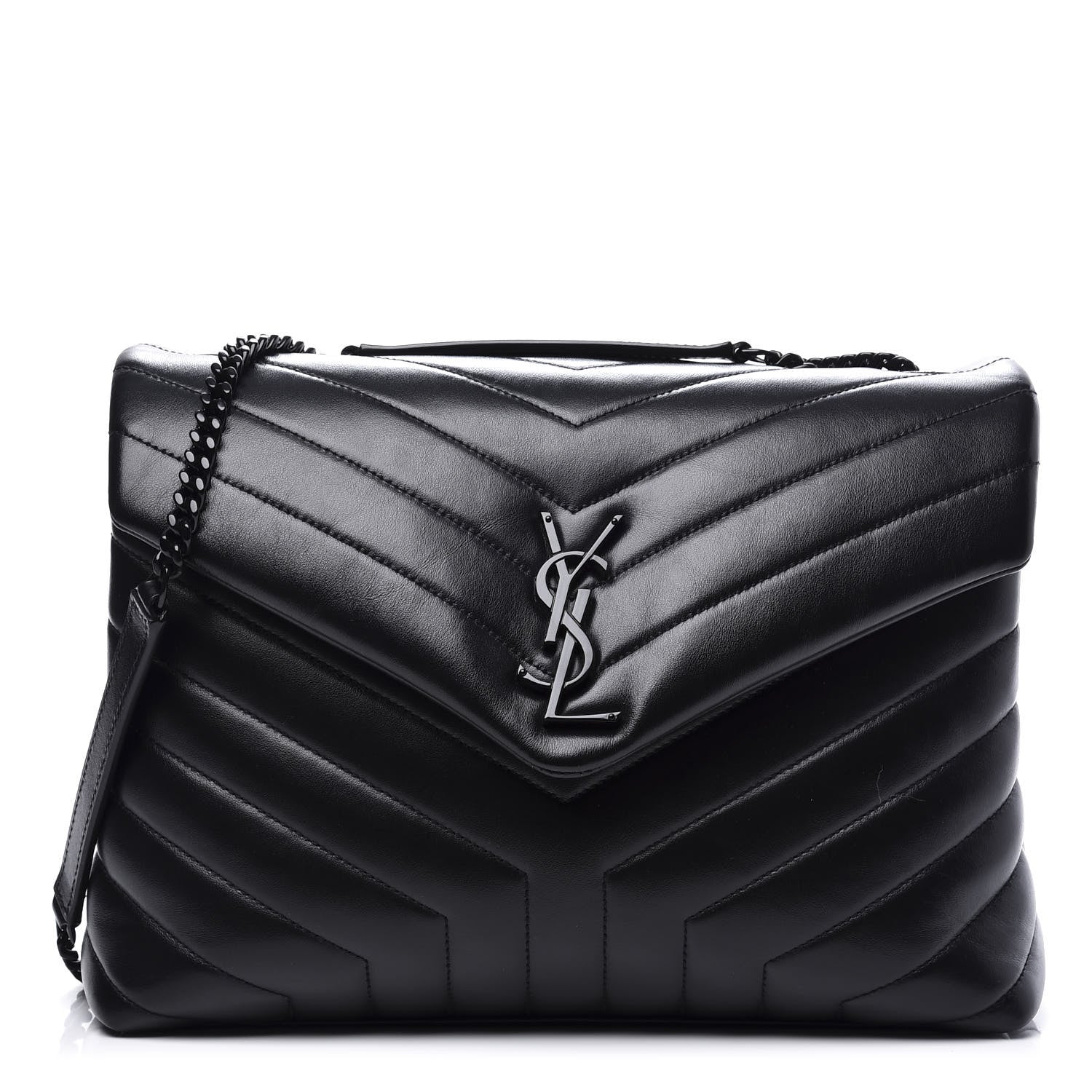 Saint Laurent Calfskin Y Quilted Monogram Medium Loulou Chain Satchel Black 1 of 10