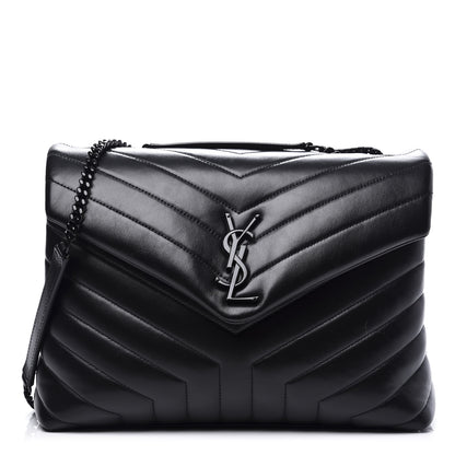 Saint Laurent Calfskin Y Quilted Monogram Medium Loulou Chain Satchel Black 1 of 10