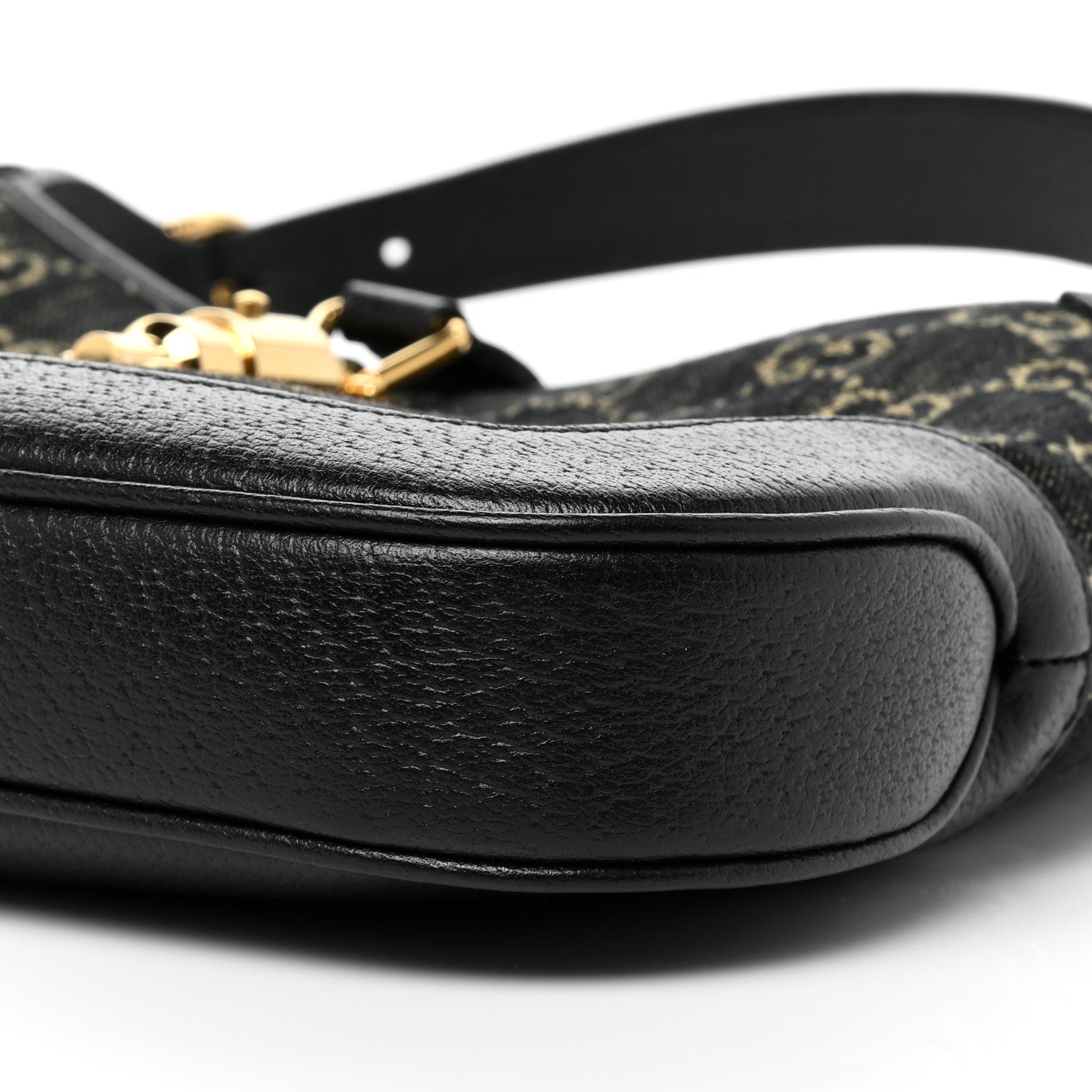Gucci Jacquard Denim GG Monogram Small Jackie 1961 Hobo Black Ivory 6 of 7