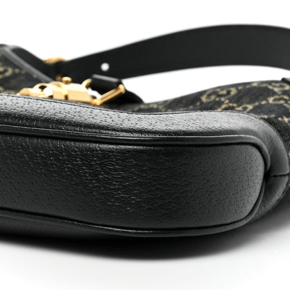 Gucci Jacquard Denim GG Monogram Small Jackie 1961 Hobo Black Ivory 6 of 7
