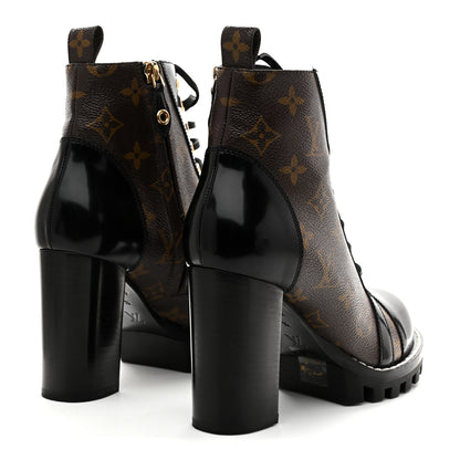 Louis Vuitton Patent Calfskin Monogram Star Trail Ankle Boots 37.5 Black 5 of 10