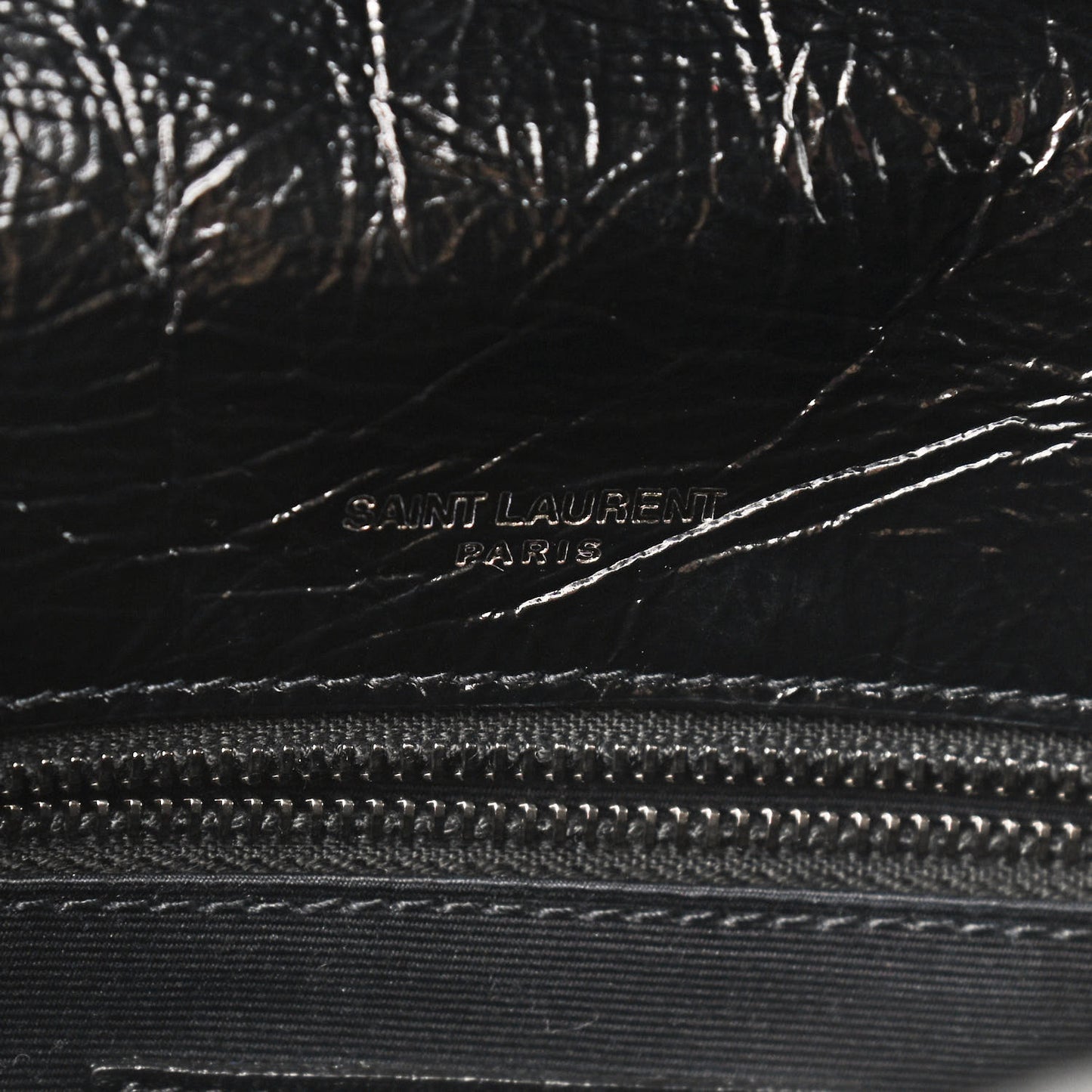 Crinkled Calfskin Matelasse Monogram Medium Niki Chain Satchel Black