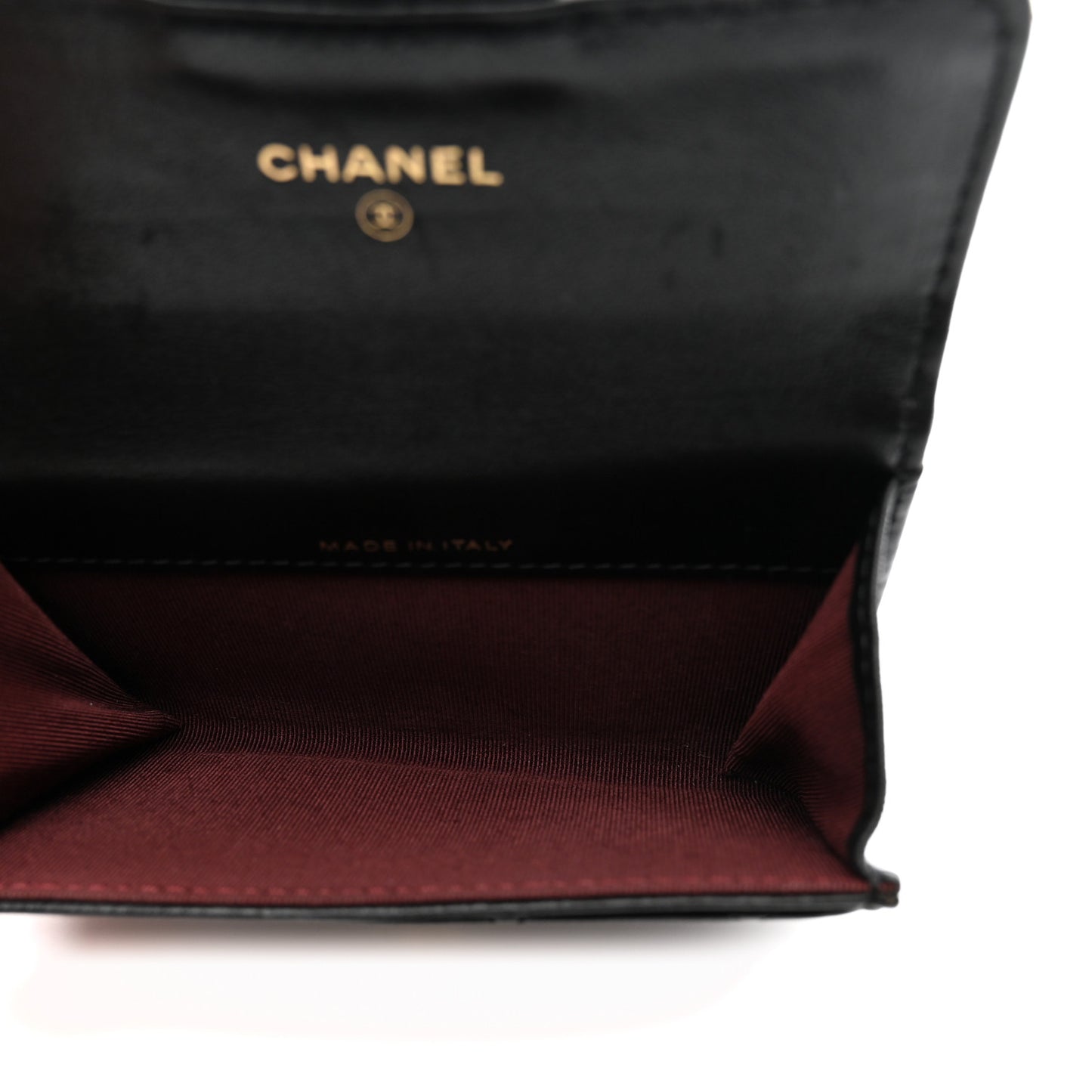 Lambskin Quilted Flap Card Holder Wallet Black