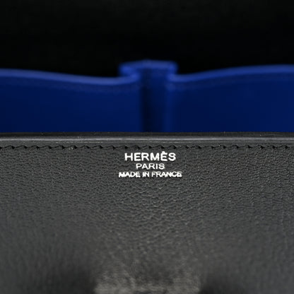 Hermes Chevre Mysore Cinhetic Boxy Top Handle Bag Black Bleu Electrique 6 of 11