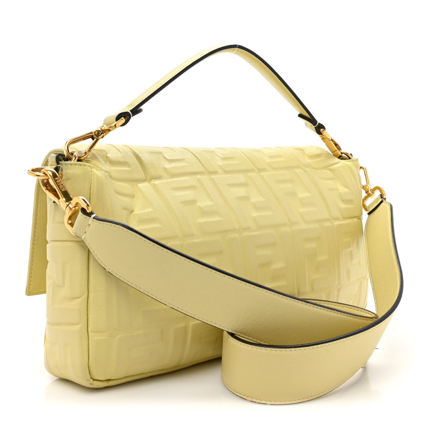 Nappa FF 1974 Embossed Large Baguette Banana