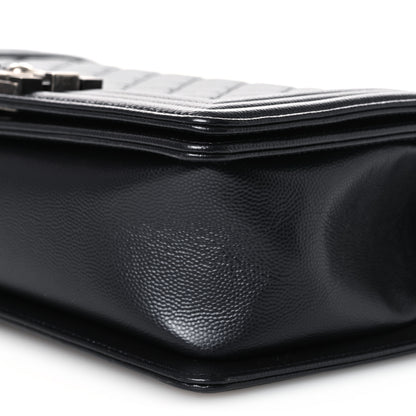Chanel Metallic Caviar Quilted Medium Boy Flap Navy 10 of 11