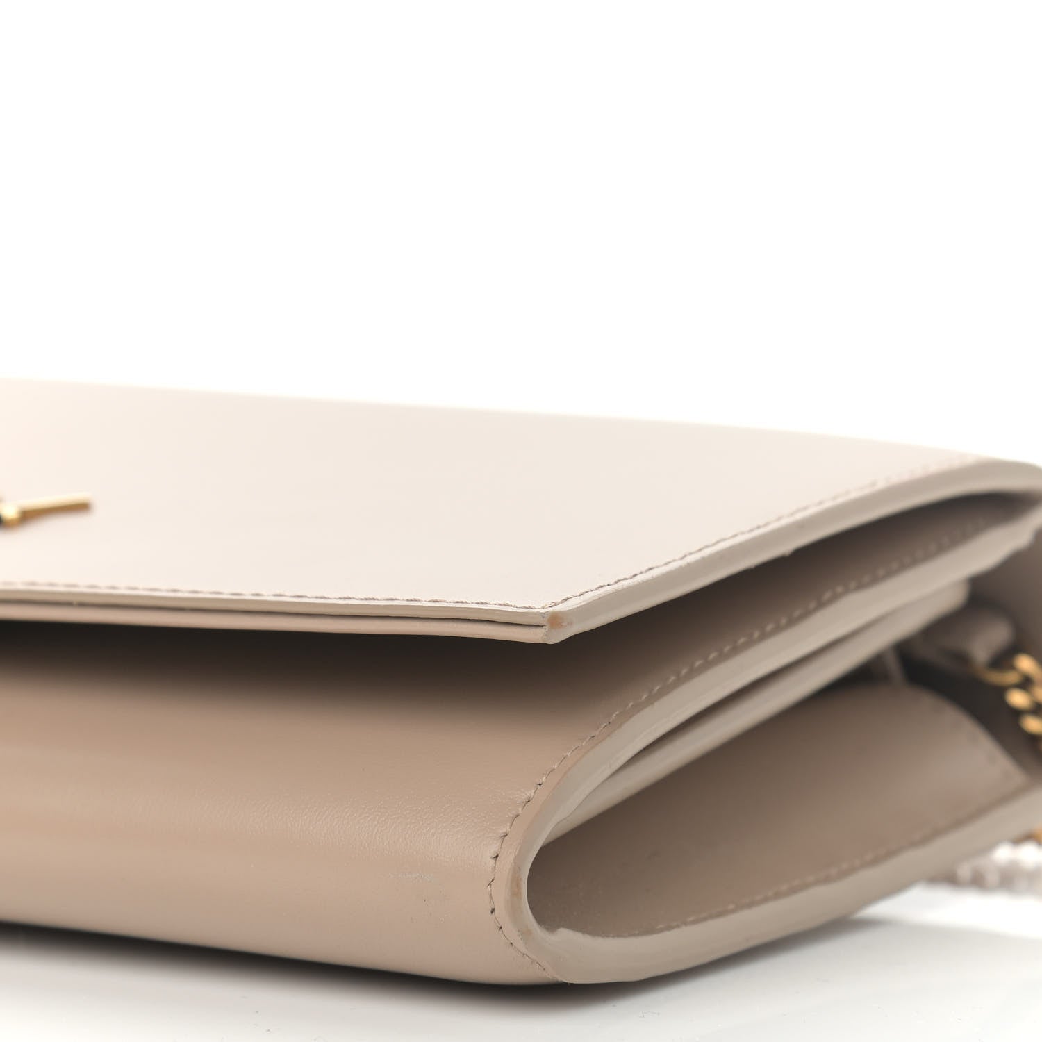Saint Laurent Glossy Calfskin Monogram Chain Wallet Dark Beige 10 of 10