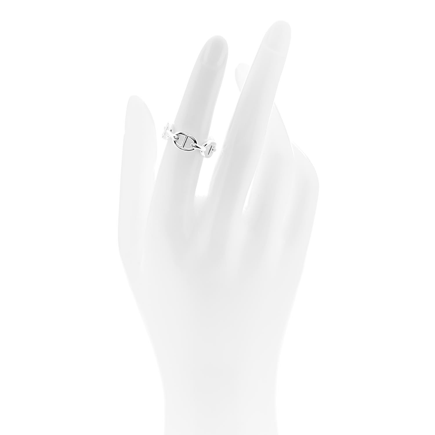 Hermes Sterling Silver PM Chaine d'Ancre Enchainee Band Ring 51 5.75 2 of 9