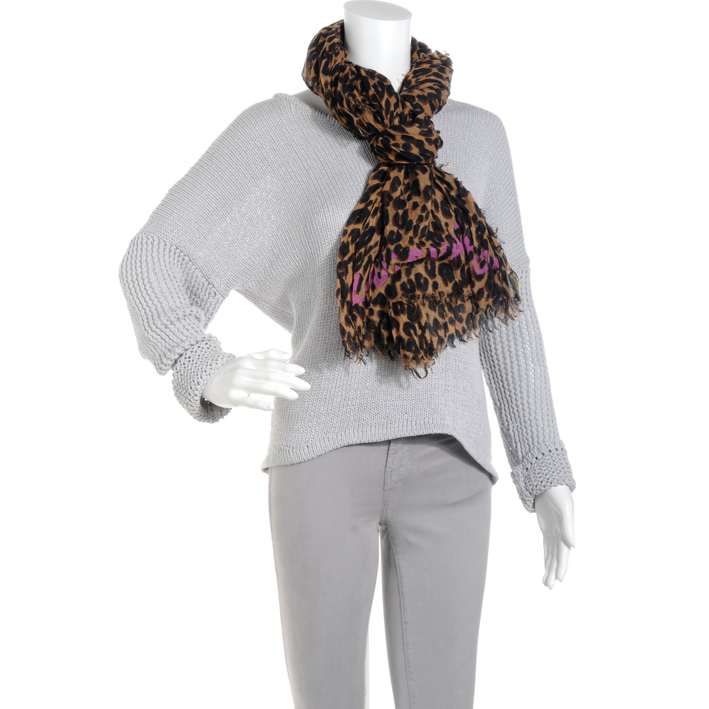 Cashmere Silk Leopard Stole Brown