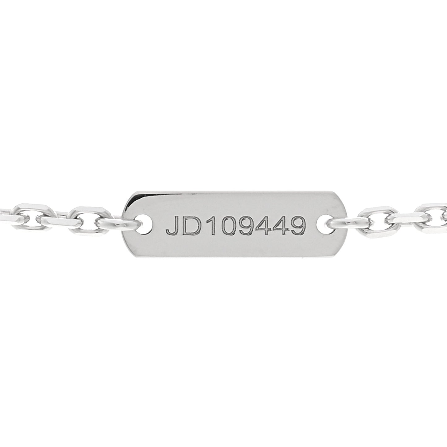 18K White Gold Guilloche Vintage Alhambra Pendant Necklace