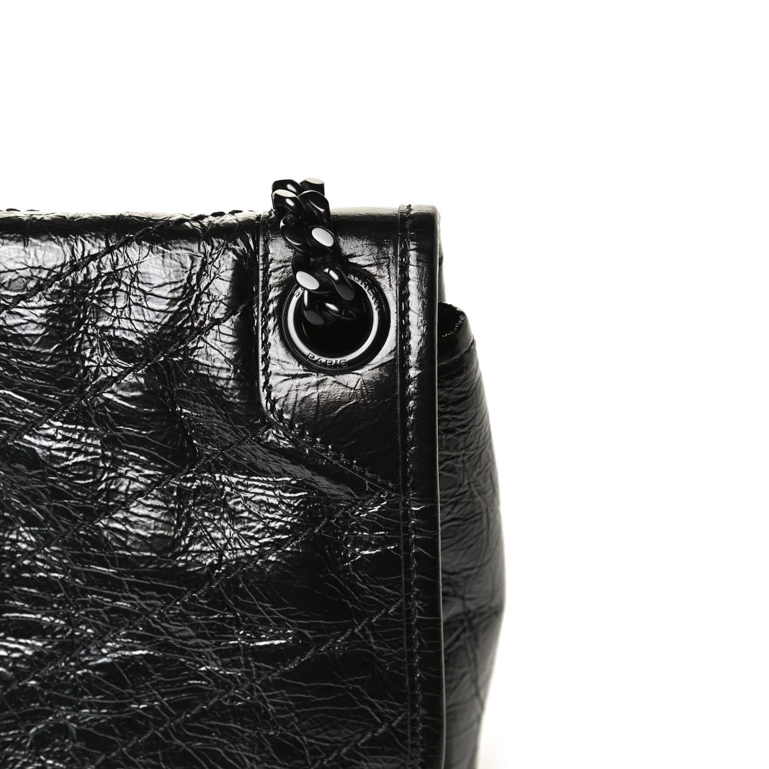 Saint Laurent Crinkled Calfskin Matelasse Monogram Medium Niki Chain Satchel Black 16 of 18