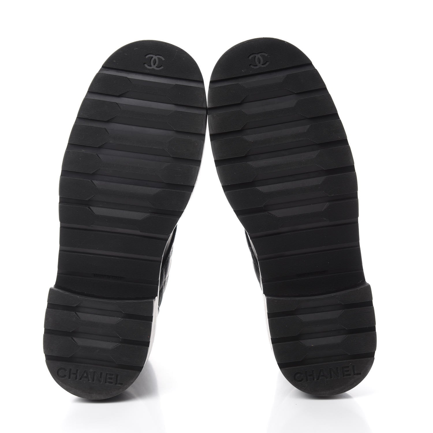 Chanel Shiny Goatskin Calfskin Quilted Lace Up Combat Boots 38 Black 5 of 8