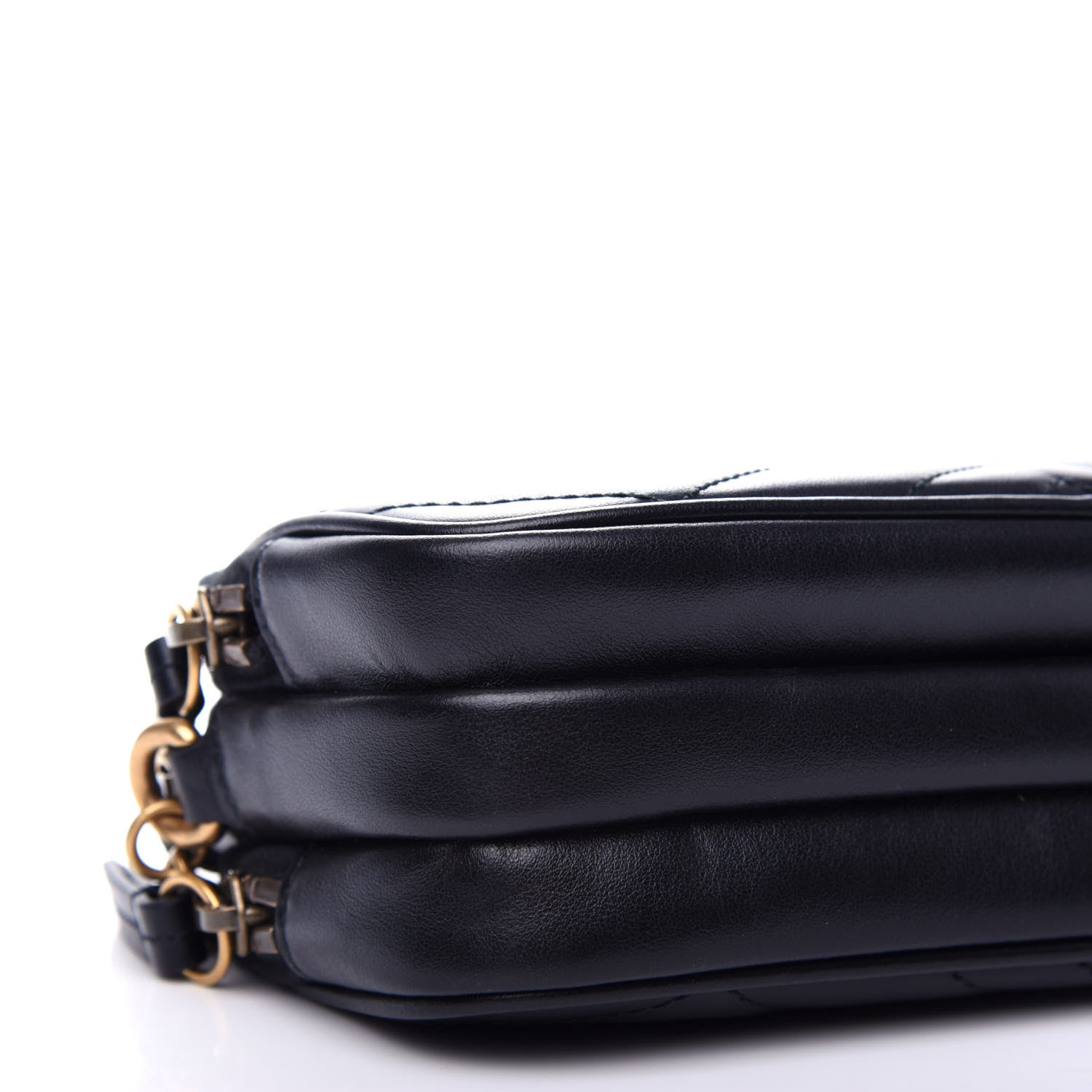 Gucci Calfskin Matelasse Mini GG Marmont Chain Crossbody Bag Black 10 of 13