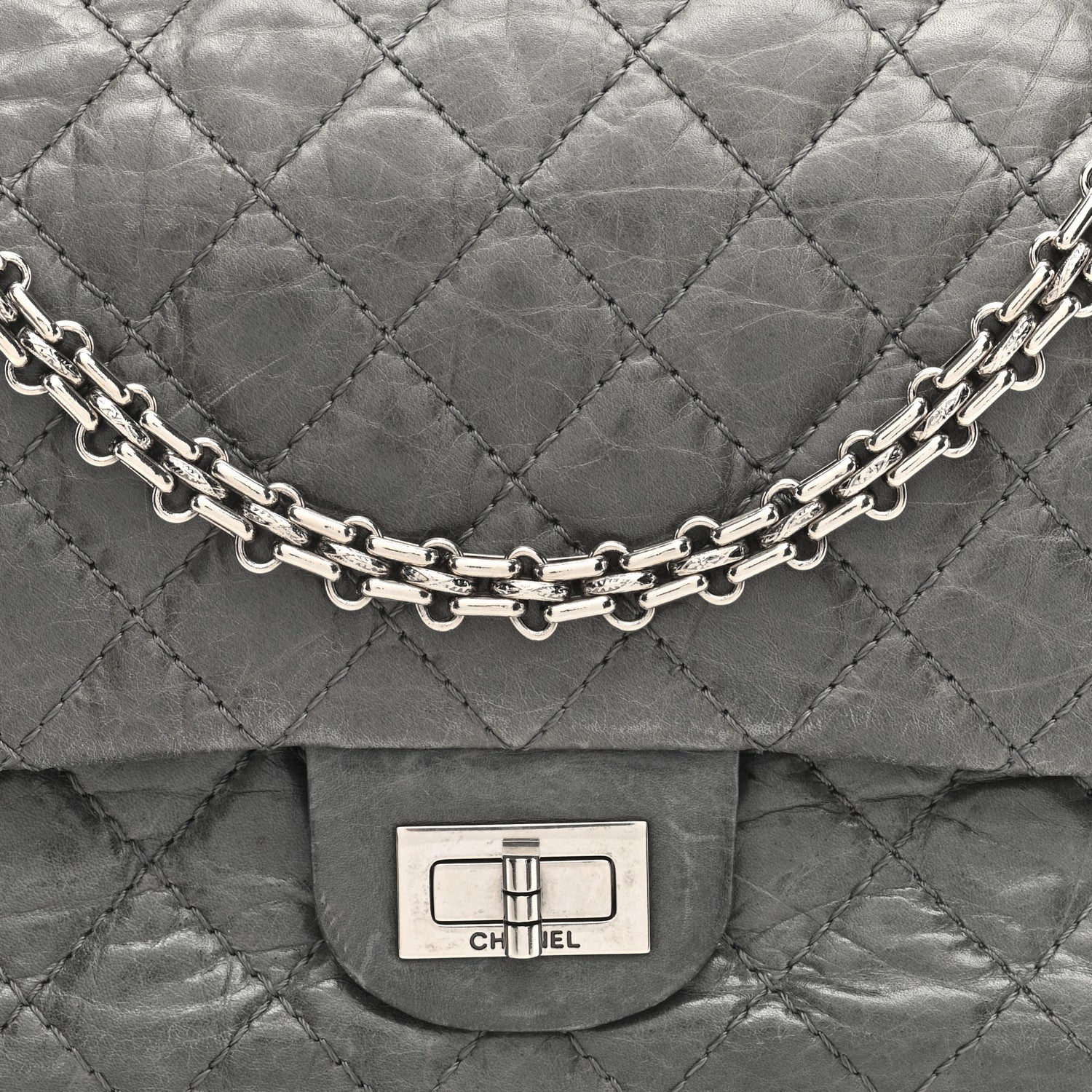 Chanel Aged Calfskin Quilted 50th Anniversary 2.55 Reissue 225 Flap Grey 9 of 11