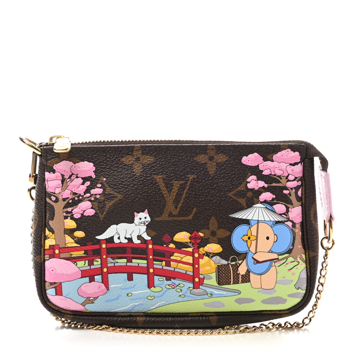 Louis Vuitton Monogram 2021 Christmas Animation Japanese Garden Mini Pochette Accessories Wisteria Pink 1 of 9