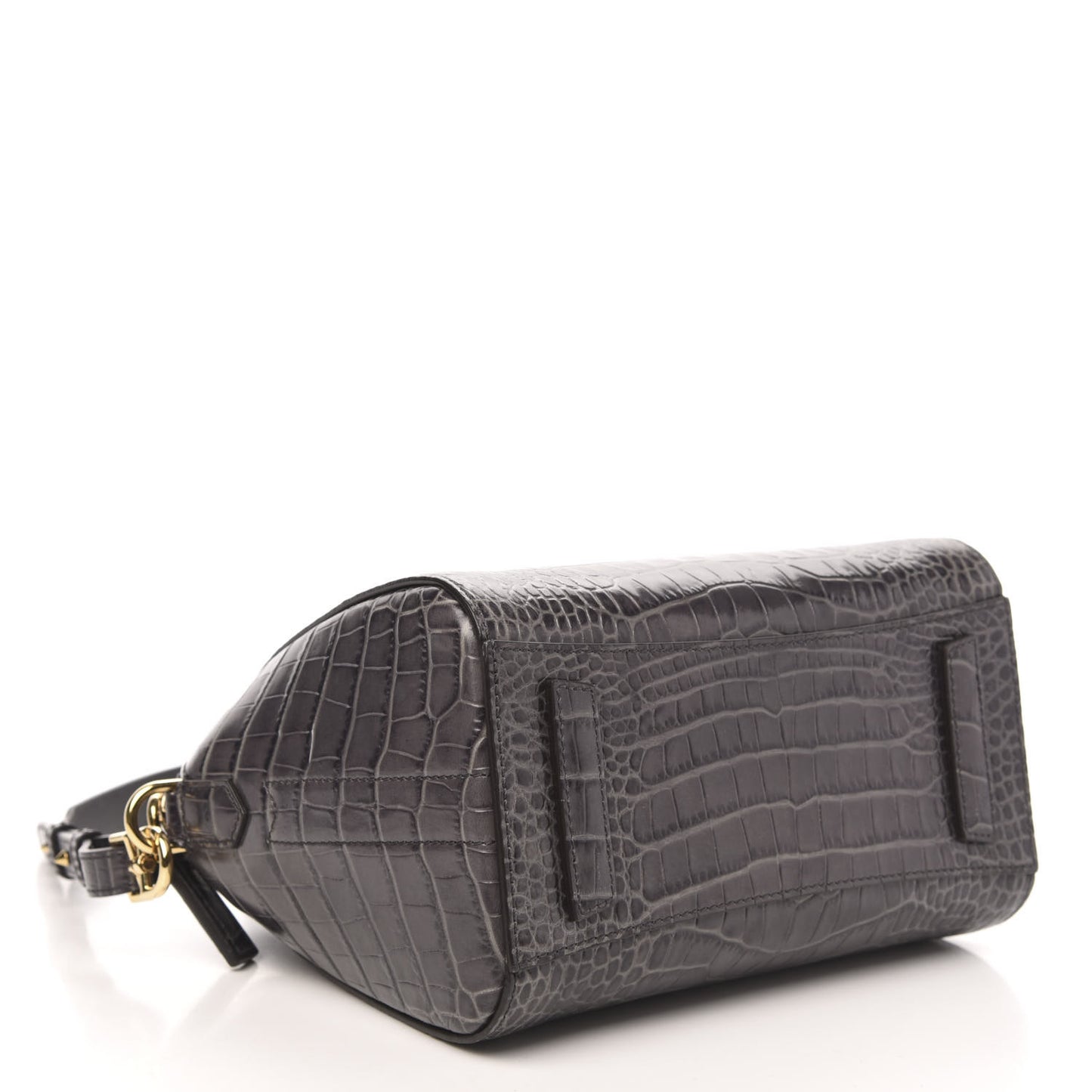 Calfskin Crocodile Embossed Mini Antigona Storm Grey