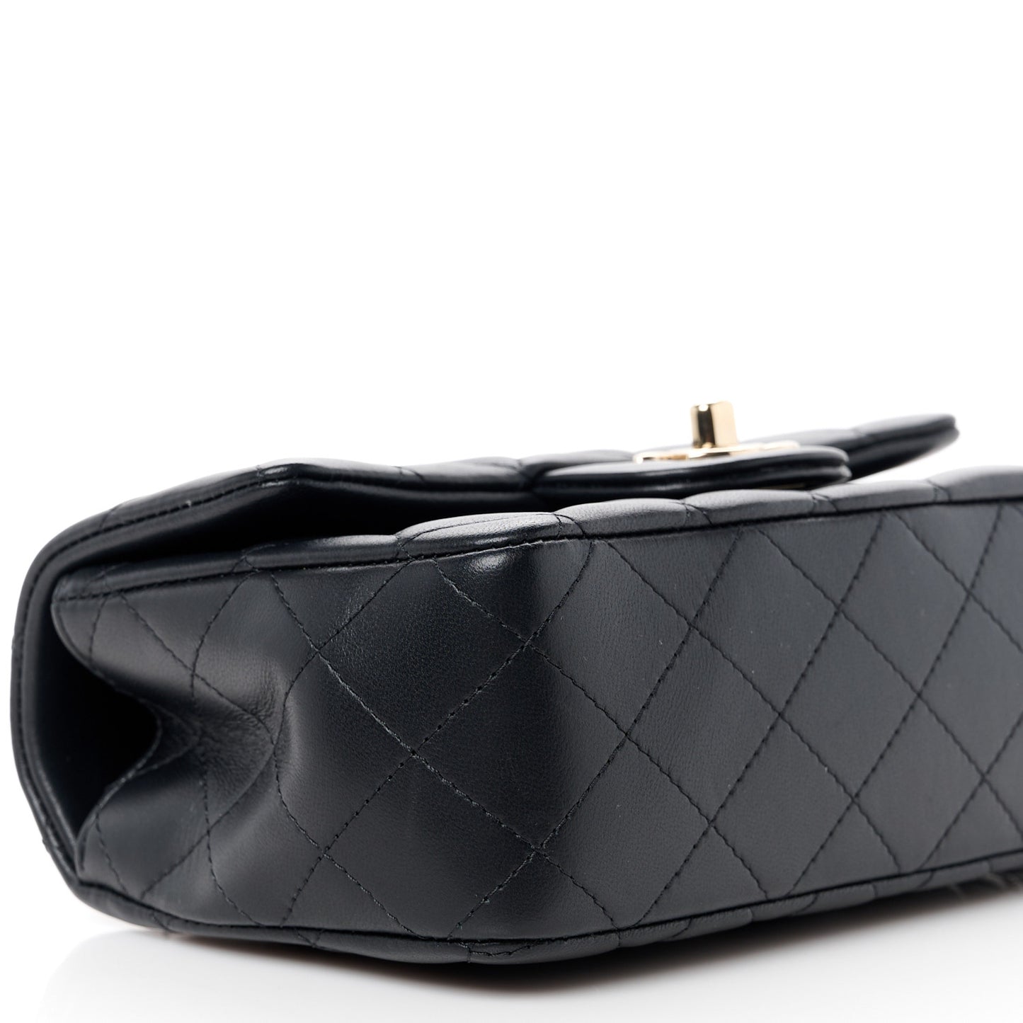 Lambskin Quilted Mini Top Handle Rectangular Flap Black